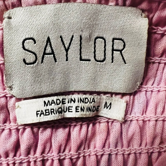 SAYLOR Blush Pink Tiered Zinnia Dress With Metallic Striped Threads Size Medium - Picture 5 of 13